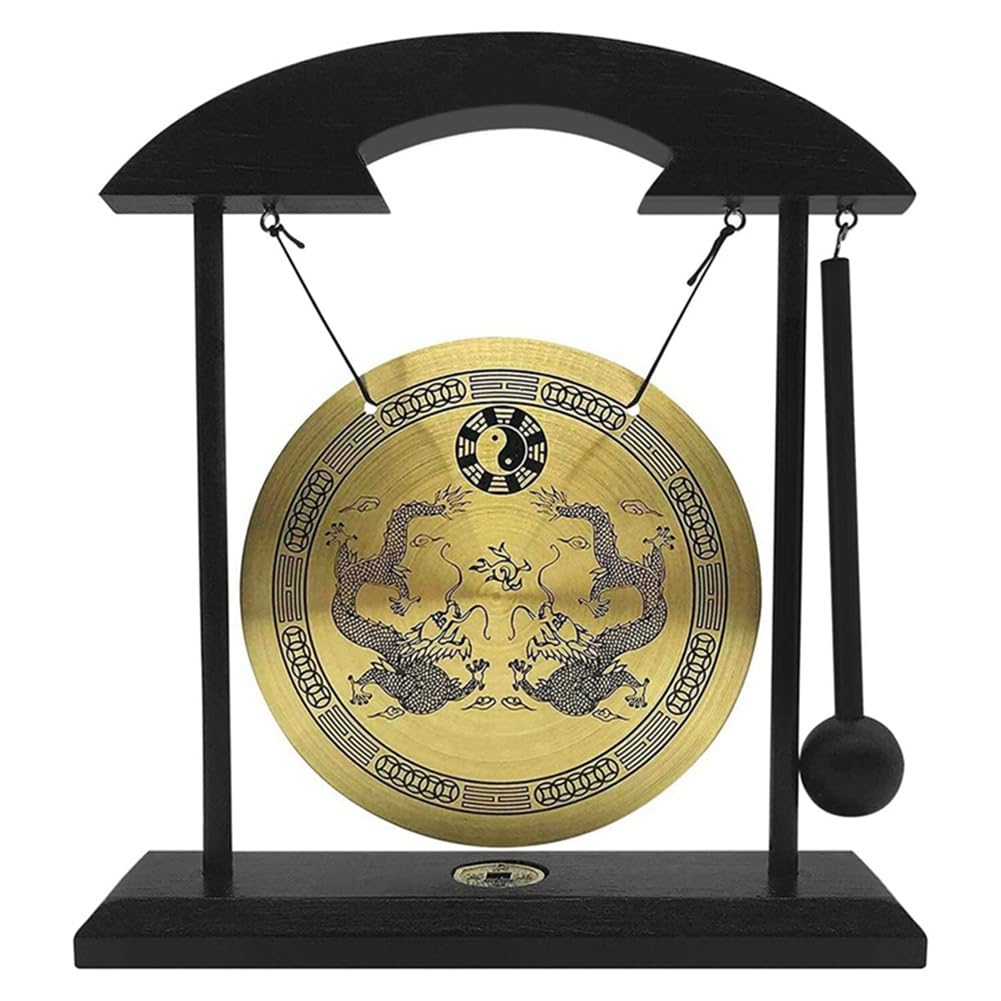 Gong en laiton Feng Shui de bureau avec support et maillet décoratif