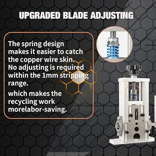 Miniatura 3 de Máquina peladora de cables, marco de aluminio duradero con diseño de resorte mejorado con una hoja de presión de acero blanco adicional, pelacables