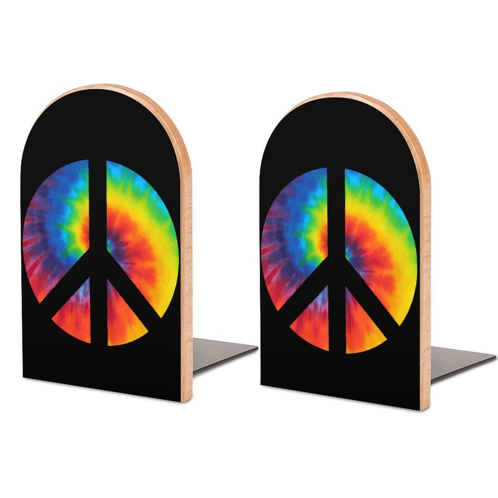 Tie Dye Peace Sign Book Ends for Shelves Bookends Bookshelf Holder Stand Books Stopper Home Office Decor