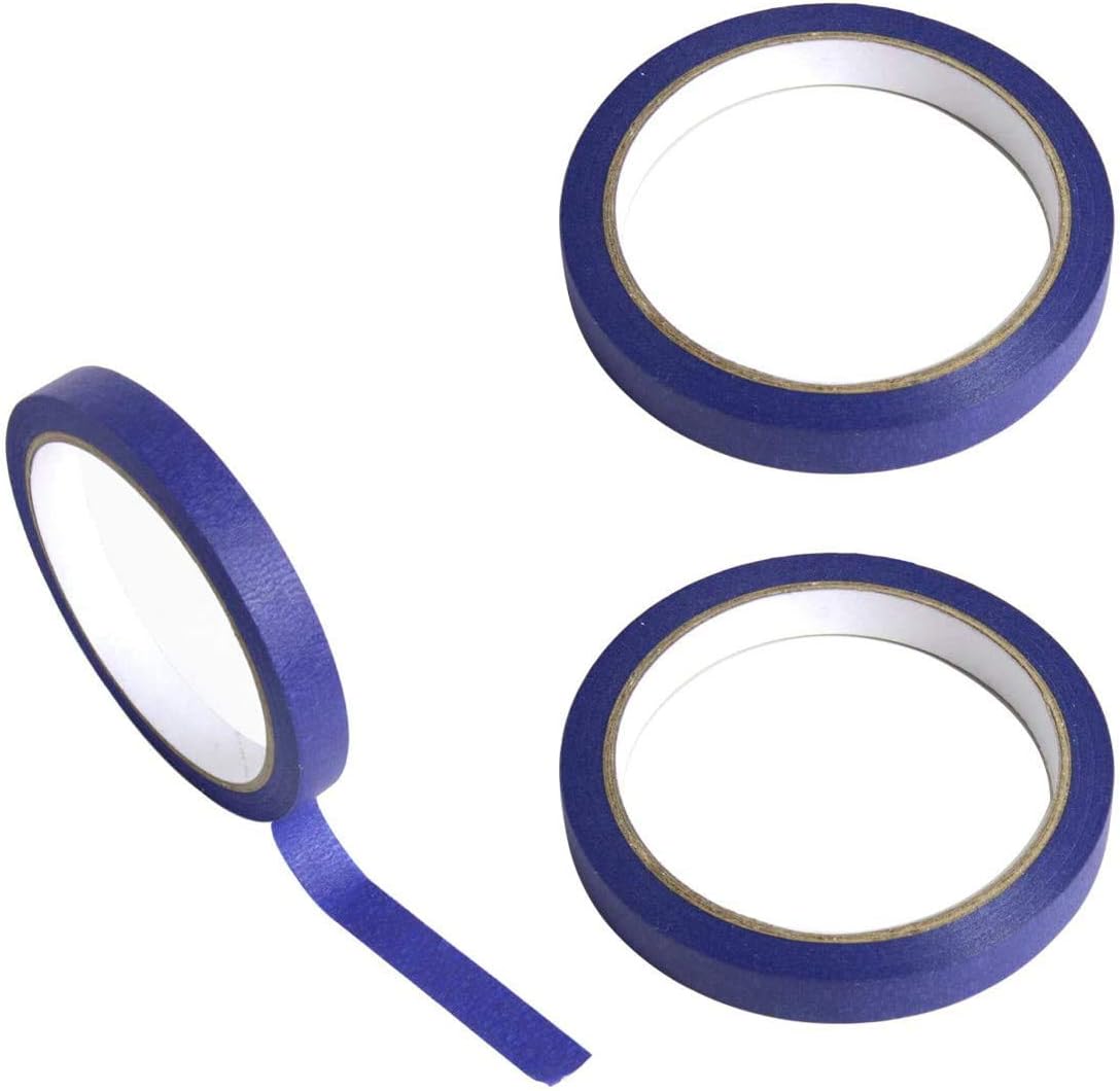 Hapy Shop 3 Pcs Blue Tape Removable Marking Masking Tape 1/2 Inch x 22 Yards,Painters Tape Trim Edge Finishing Decorative Total 66 Yards