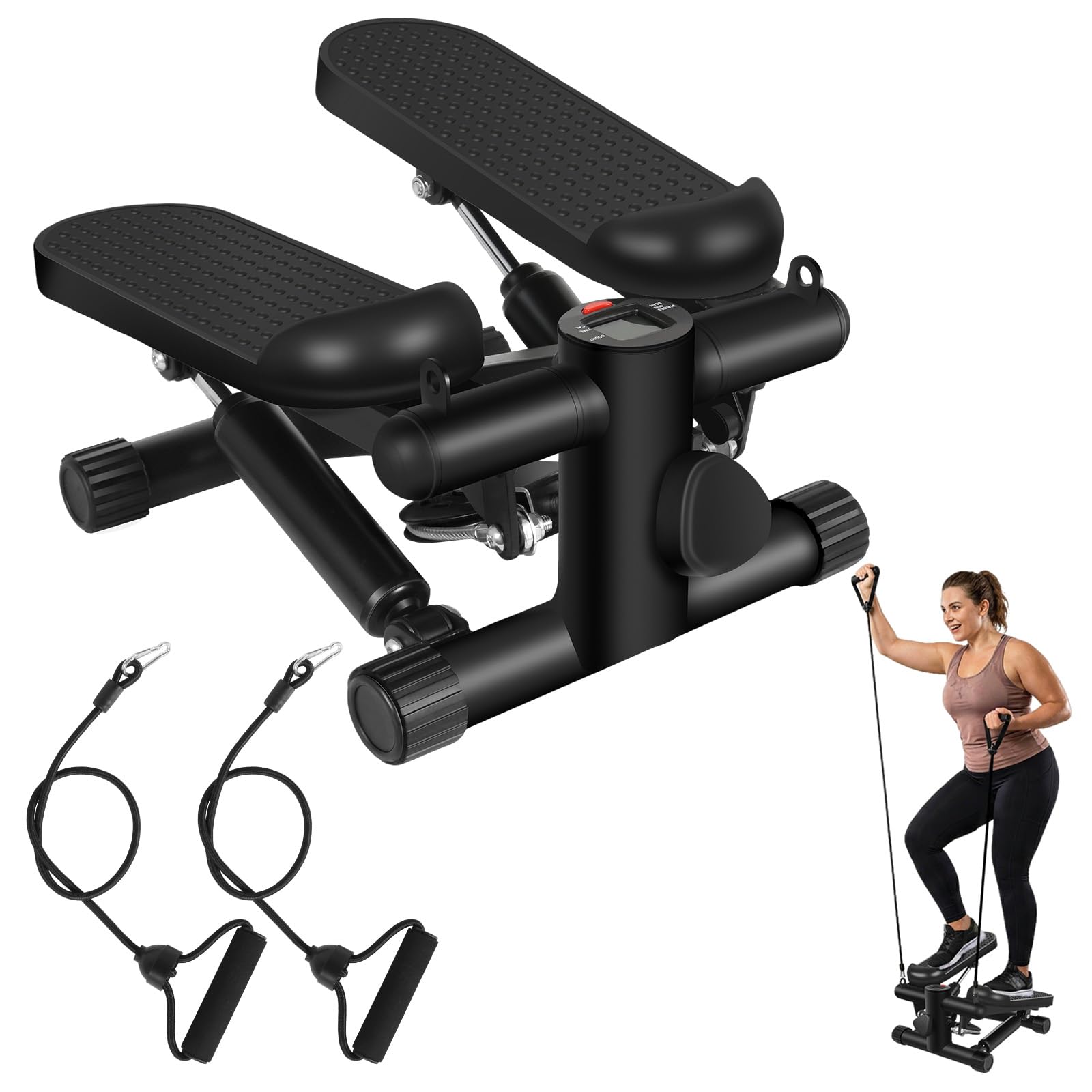 EVOLAND Mini Elliptical Trainer Electric with Remote Control, LCD Display, Tension Ropes, 12 Speed Undertable Electric Cross Trainer, Quiet Portable Pedal Trainer for Seniors at Home