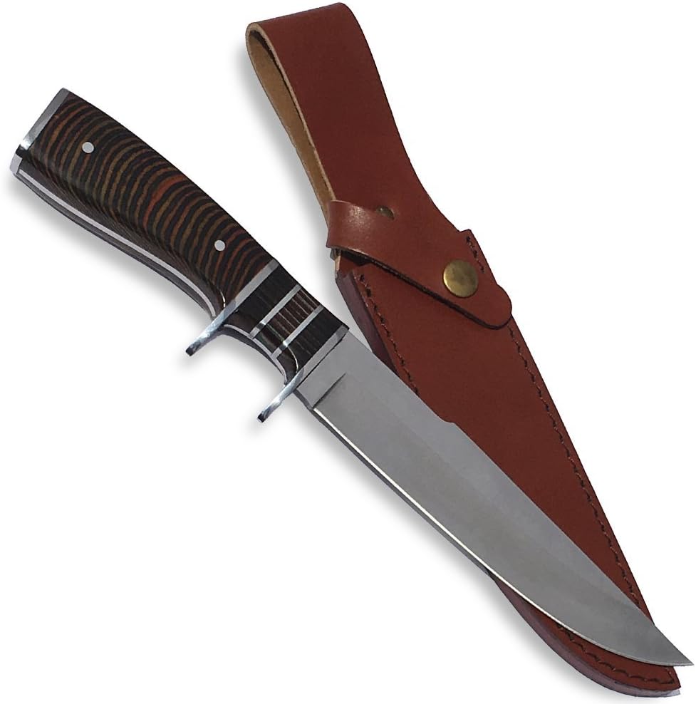 eTradewinds Gentleman's Hunting Knife w/Sheath, Pakkawood Handle, & Razor Sharp 420 SS Rust Free Full Tang Fixed Blade by eT