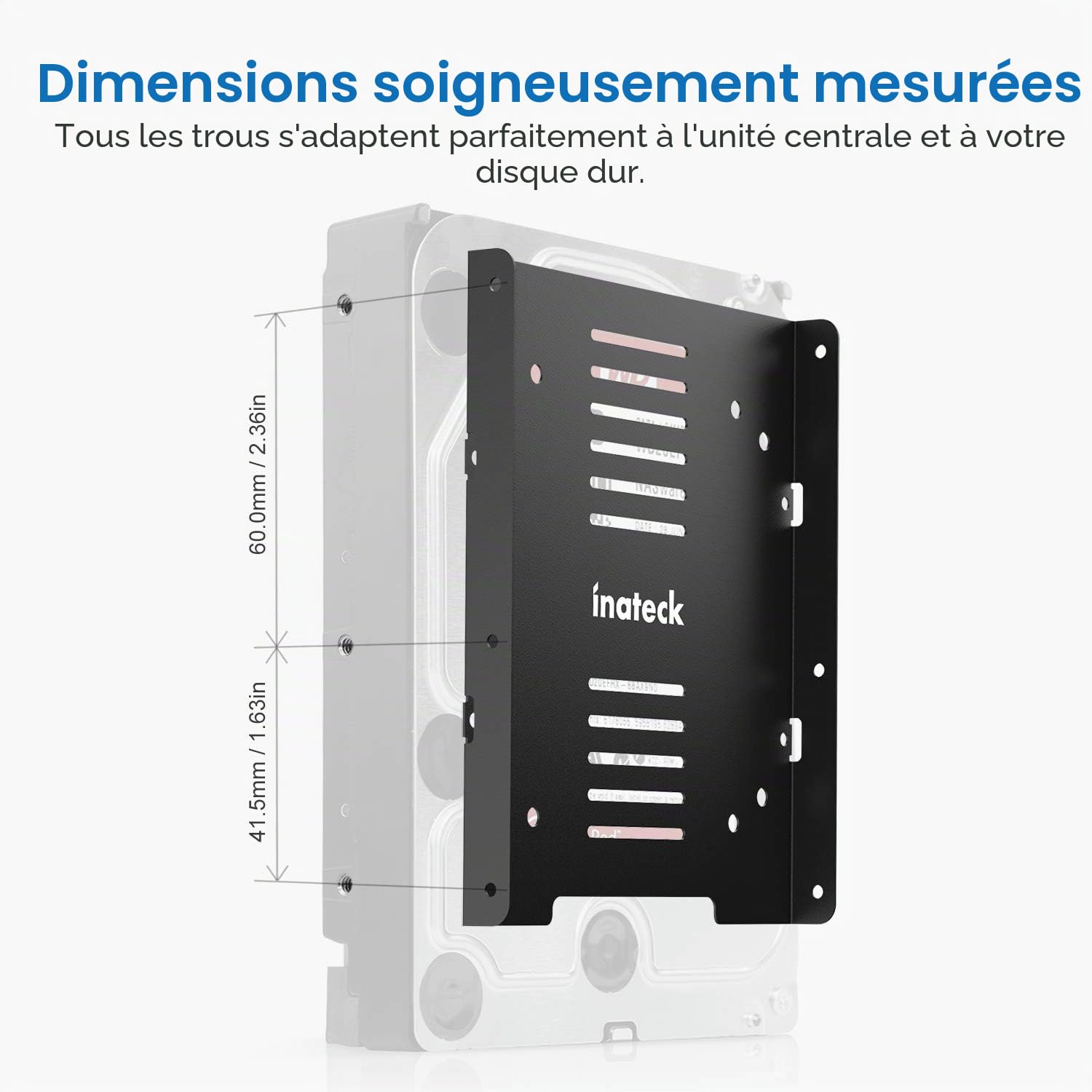 Inateck Cadre de Montage pour HDD/SSD de 2,5 Pouces, 2,5” HDD/SSD vers 3,5” Disque dur Interne, Câble SATA et Câble d’alimentation Inclus (SA04002)