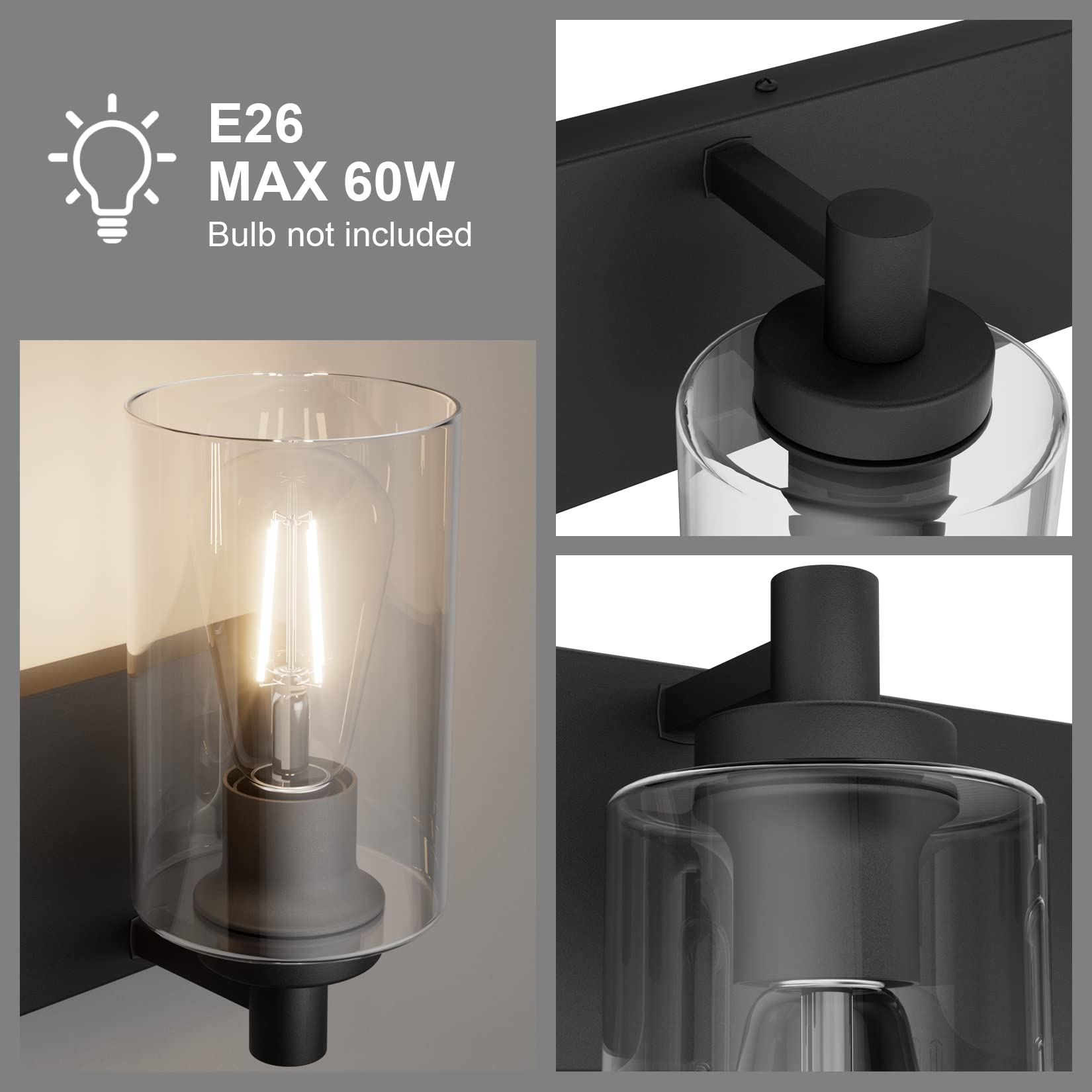 Snapklik.com : Tipace Black Industrial Bathroom Vanity Light Fixtures ...
