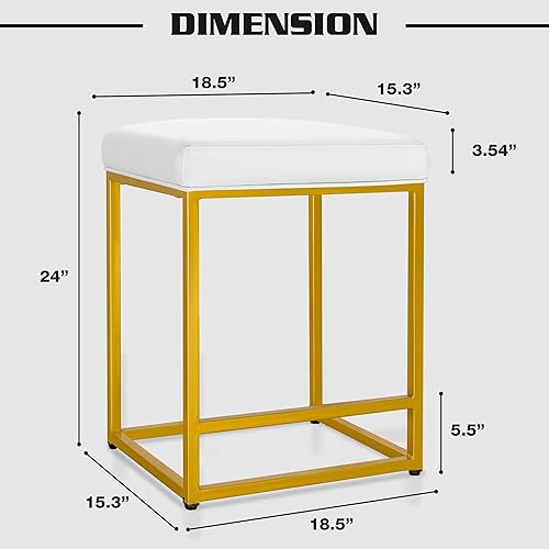 Miniatura 3 de Homall Taburetes de bar, altura de mostrador de 24 pulgadas, juego de 2 taburetes de bar para isla de cocina, sillas de bar de piel sintética sin