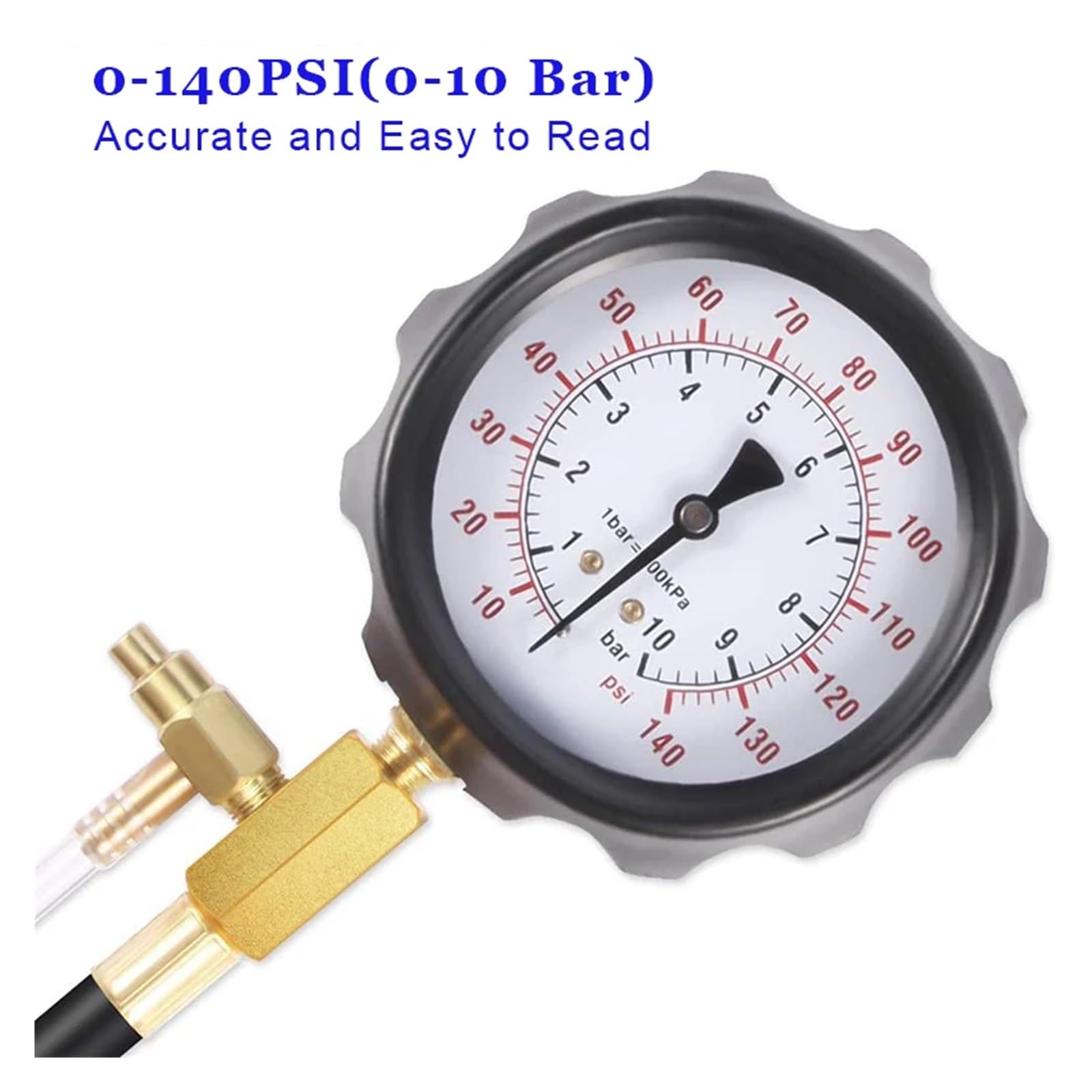 Kit Di Strumenti Diagnostici For Misuratore Pressione Della Pompa Iniezione Del Carburante 0-140PSI, Set For Tester Benzina Motore For La Maggior Parte Delle Auto (TU-114) Abbastanza Accurato(No Box)
