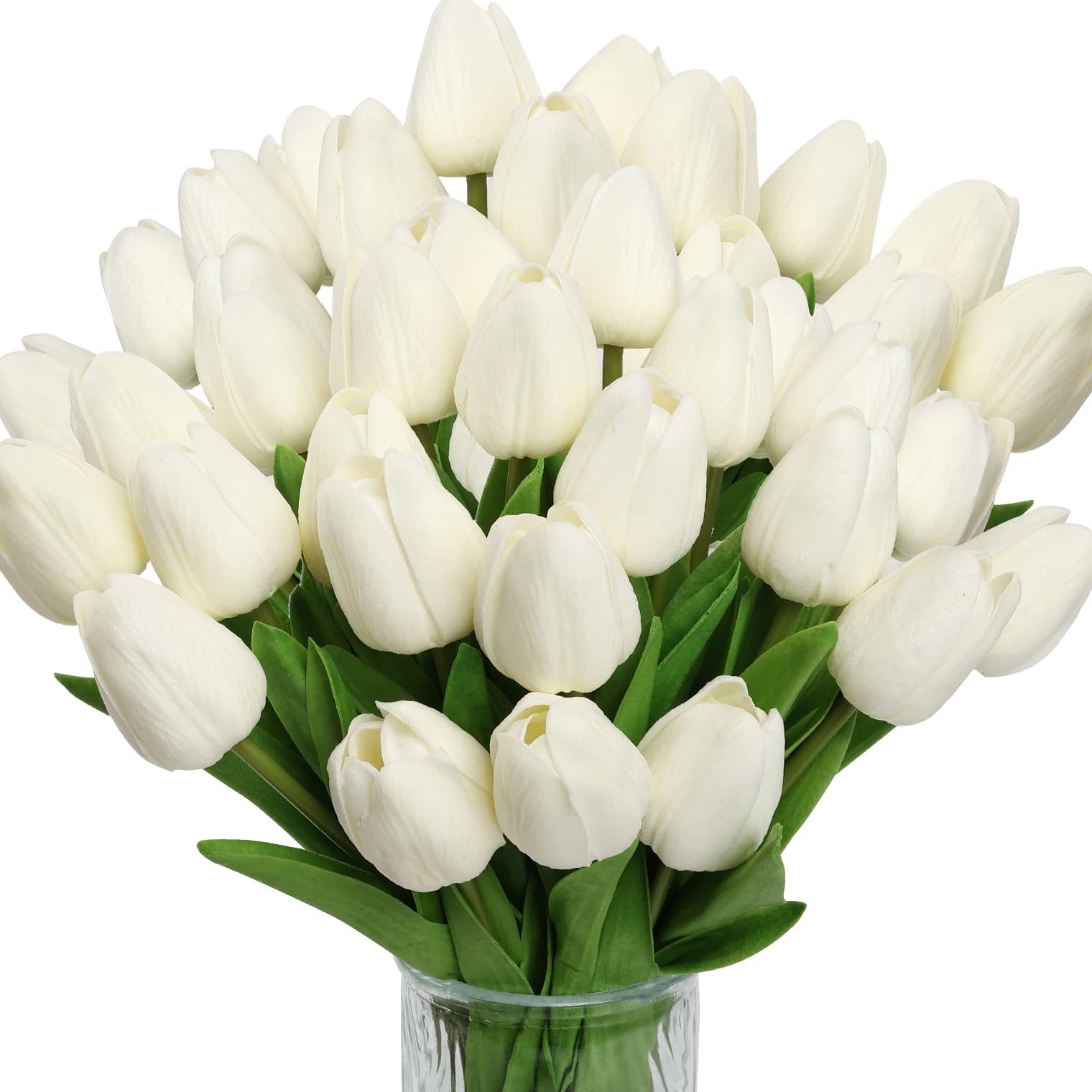 Achairder White 30 Pcs Artificial Tulips