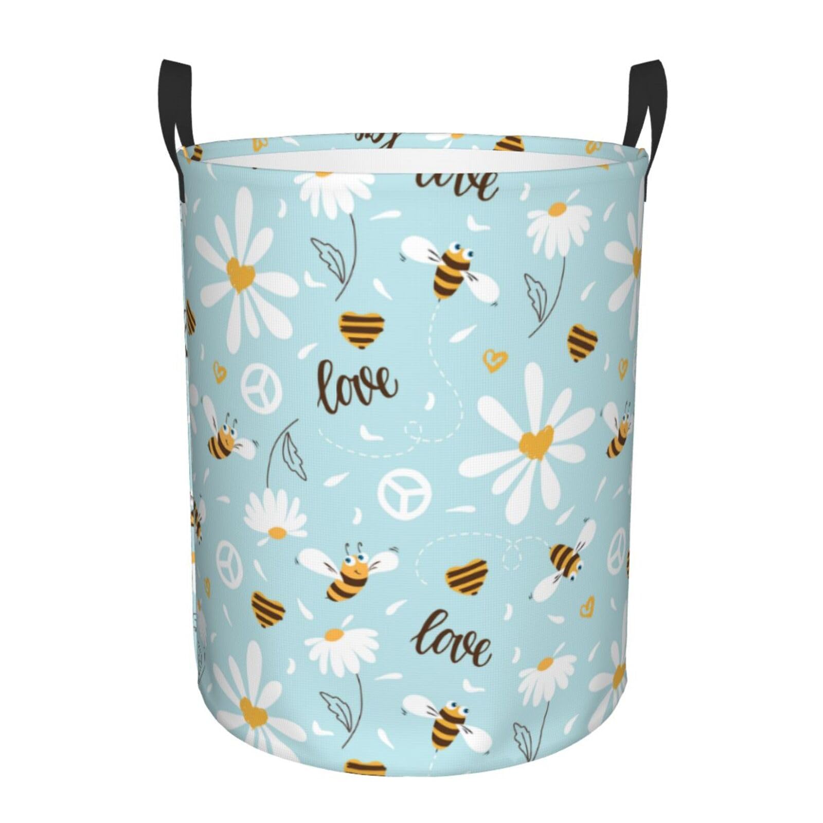 Laundry Basket Daisy and Bee Laundry Hamper Waterproof Idea Hampers Large Collapsible Baskets with Handle Suitable for Bedroom Bathroom Utility Room Kitchen
