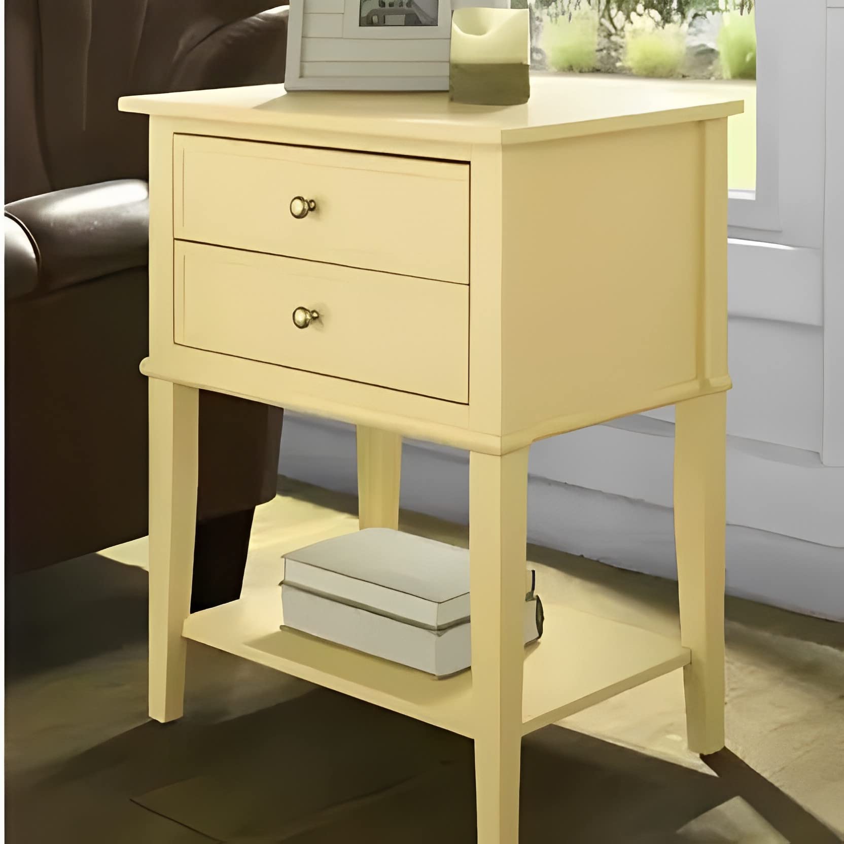 Teak Wood Side Table for Living Room Bed Room and Haillway (Light Yellow)-image-33