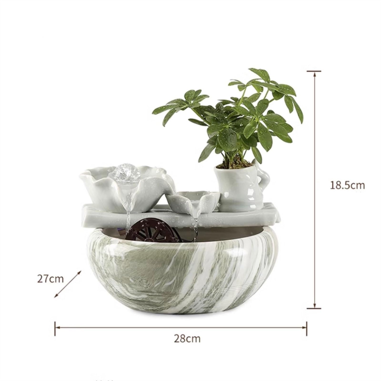 Relajación Adornos creativos pequeños de cerámica con Agua circulante for pecera, Sala de Estar, Oficina, Escritorio, Fuente Decorativa de la Fortuna para la Oficina