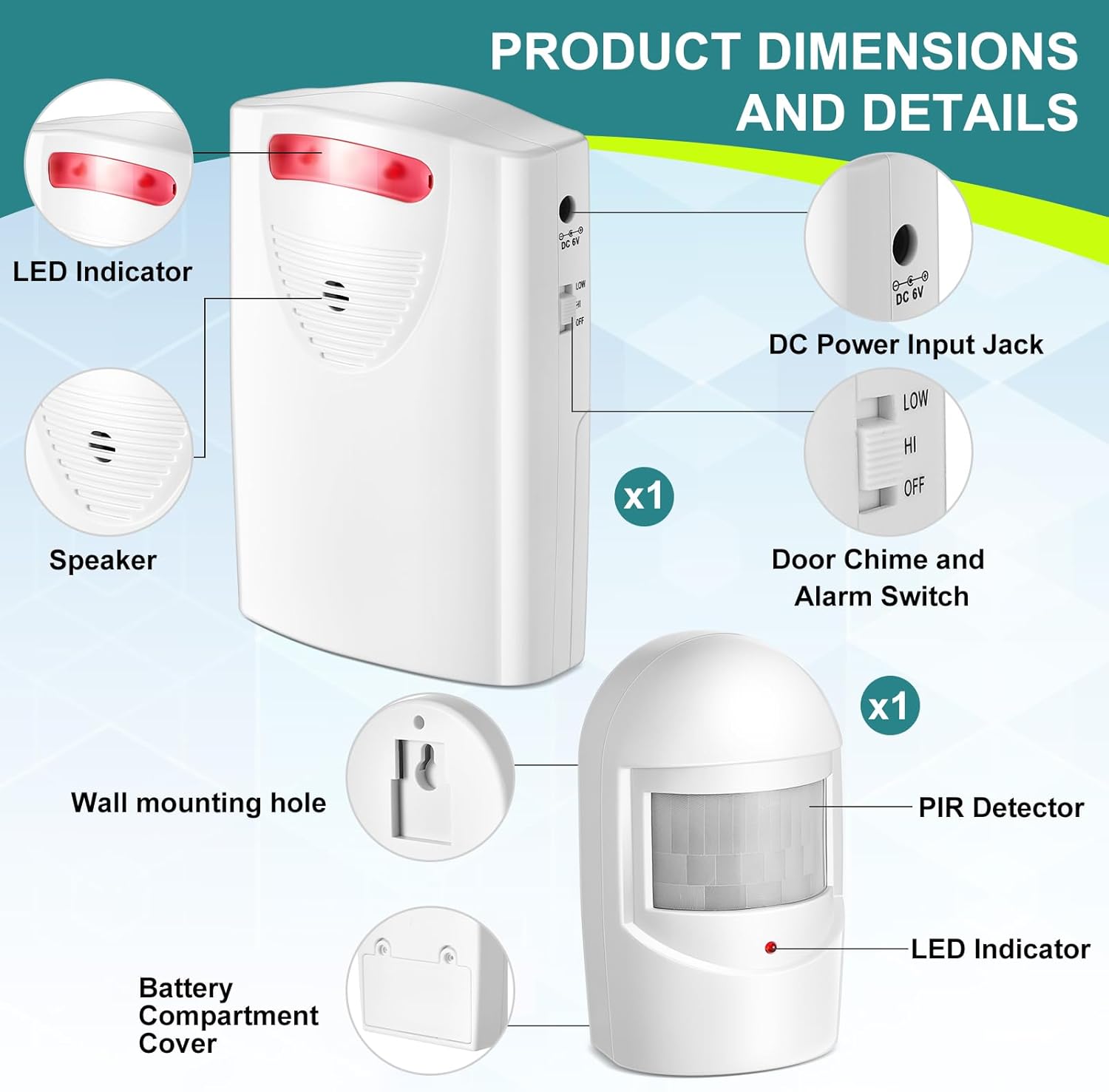 Qualirey Driveway Alarm Wireless Outside Motion Sensor Alarm with Receiver Weatherproof Infrared Sensor, Indoor Home Security Business Alert System Detector(Style 2)