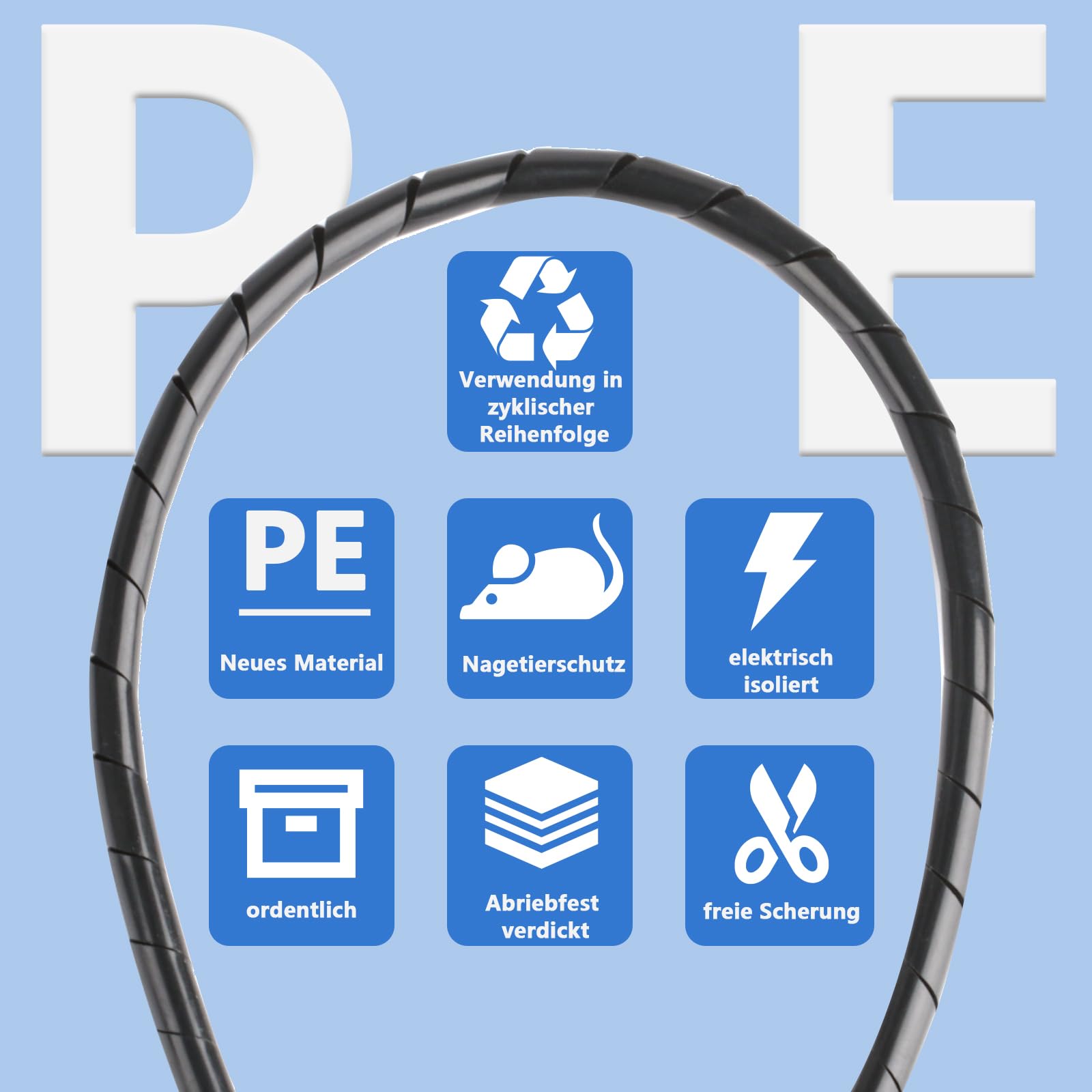 Guaina Cavi Lectorias 2x2m - Spiralato Per TV, PC, Casa, Diametro 22mm E 28mm - Foto 8