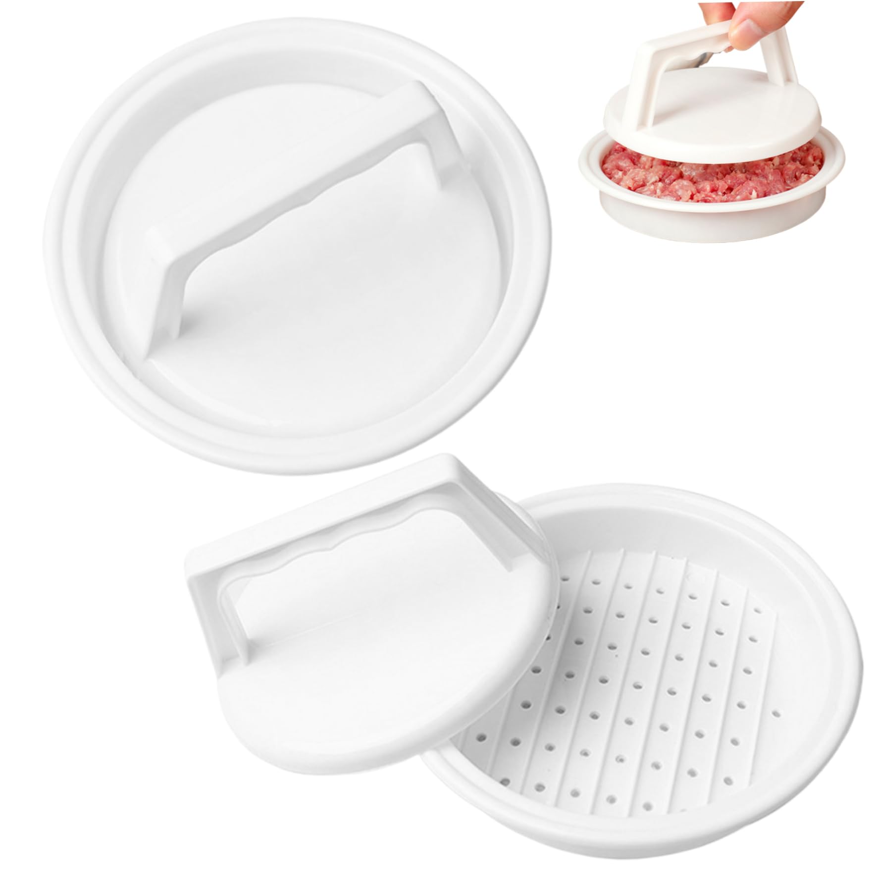 Vistnale White Hamburger Press Patty Maker|Hamburger Press Patty Maker, 2Pcs Non-Stick Burger Easy To Shape Meat For Stuffed Slider Bbq Barbecue Grilling
