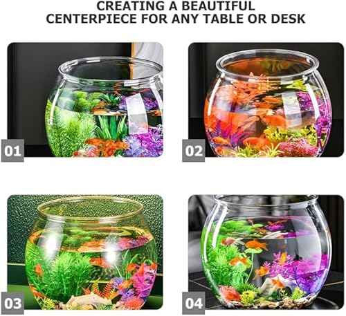 Milisten Klare Runde Fischschale Transparentes Mini Aquarium Für Goldfisch Und Kleine Schildkröten Büro Tisch Dekoration Unzerbrechliches Kunststoff Aquarium