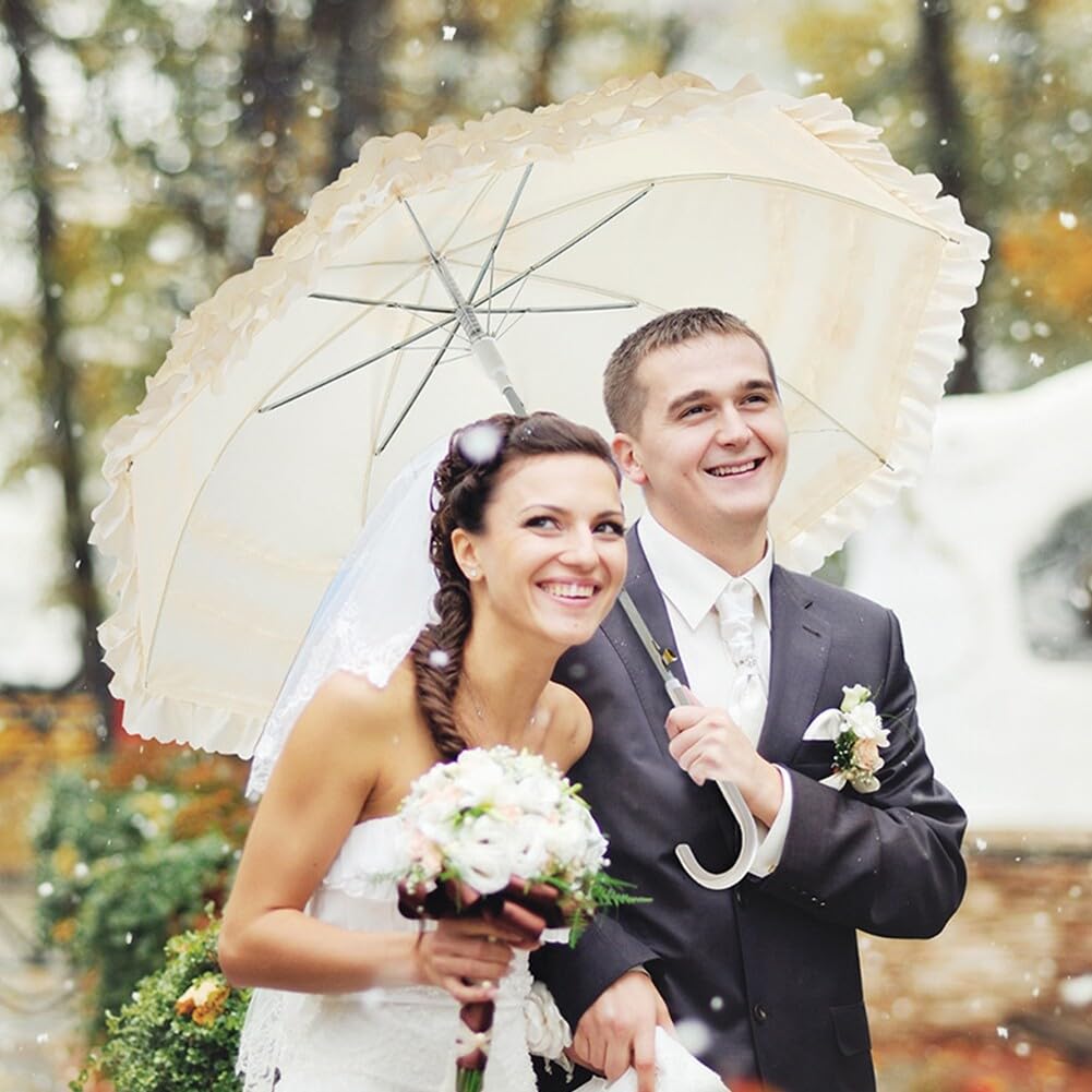 Asudaro Vintage Spitze Sonnenschirm Gothic Lolita Regenschirm Long Handle Bride Umbrella Sonnenschirm für Frauen Mädchen Sonnenschirme mit Spitze Dekoration