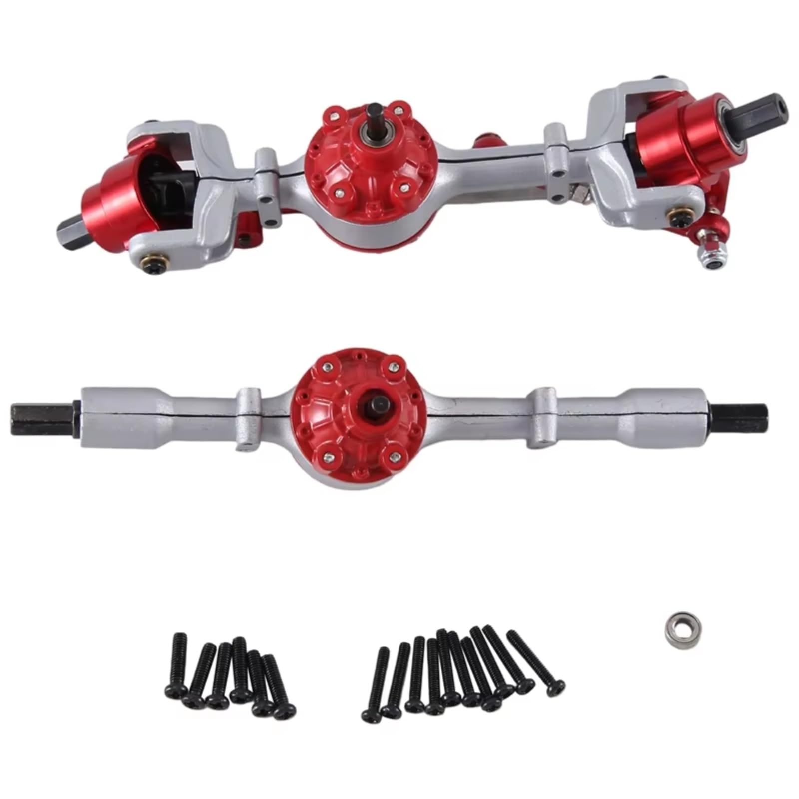 Compatible con WPL C14 C24 B14 B24 B16 B36 1/16 Coches De Control Remoto Mejoras Piezas Accesorios Conjunto Eje Delantero Y Trasero Aleación Zinc Piezas