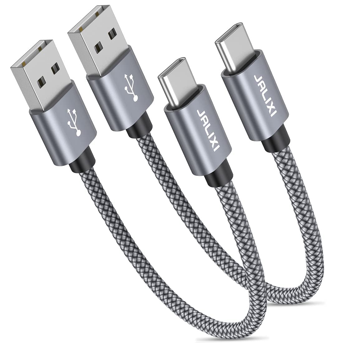 JALIXIShort USB C Cable 30CM, USB to USB C Cable Fast Charging Nylon for iPhone 17/16/15 Pro Max, Samsung Galaxy S24 S23 S22 A55 A54 A35 A25 A15, Car Charger, Android Auto, Powerbank