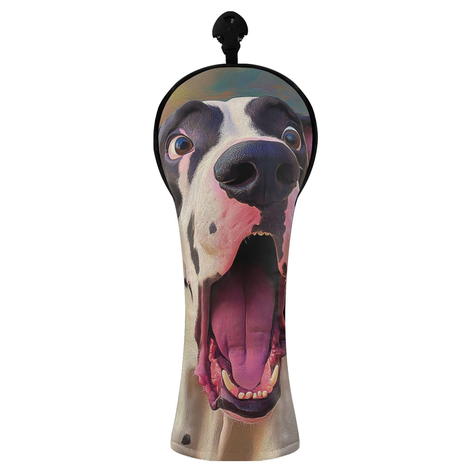 Cartoon Funny Great White Dane Dogs Golf Club Head Covers Headcovers with Number Tag for Driver Driver Headcover