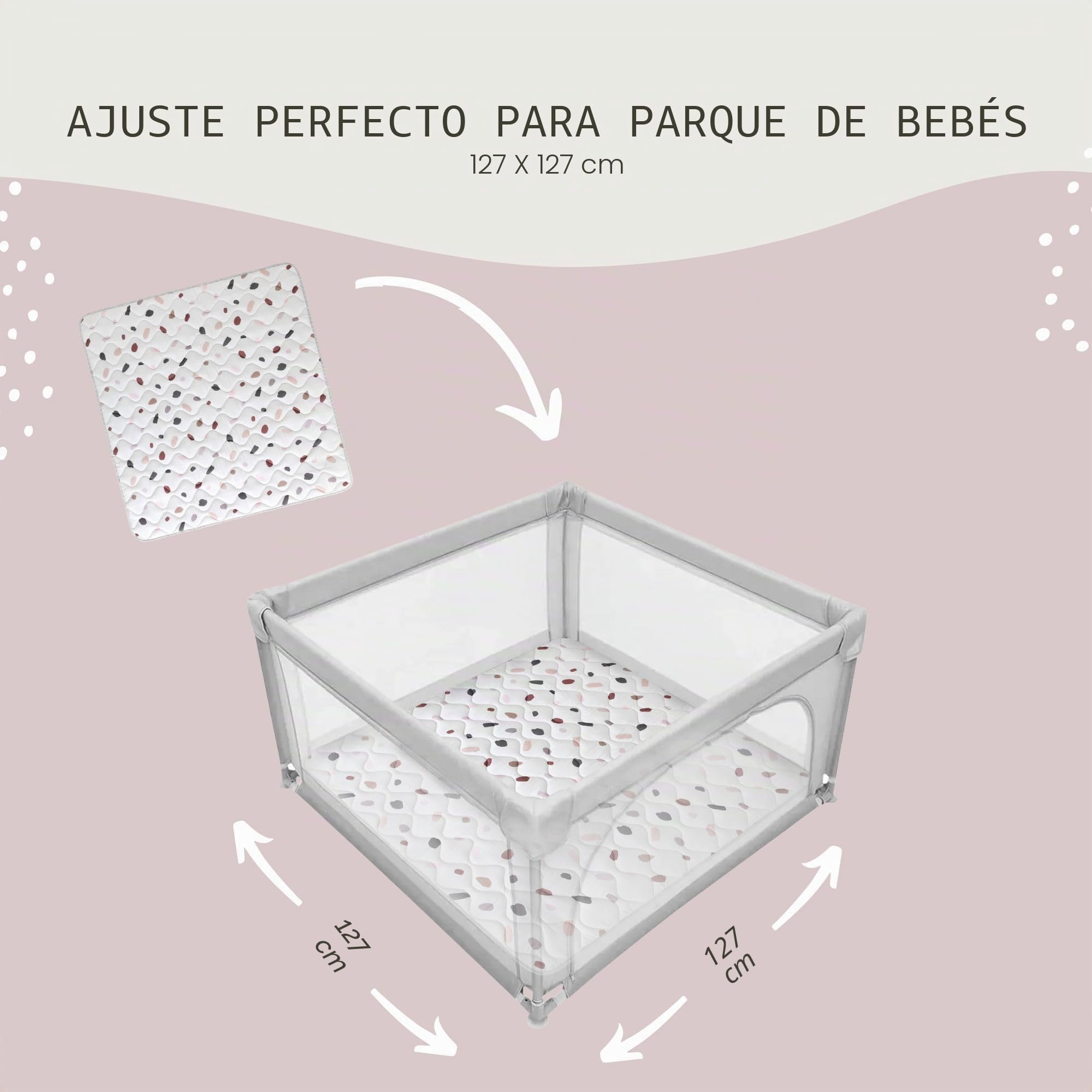 Hakuna Matte Manta acolchada para gatear para bebé, 127 x 127 cm, confeti – extra grueso 1,5 cm y suave alfombra para gatear en bonito diseño unisex – Alfombrilla de juego para bebé con base