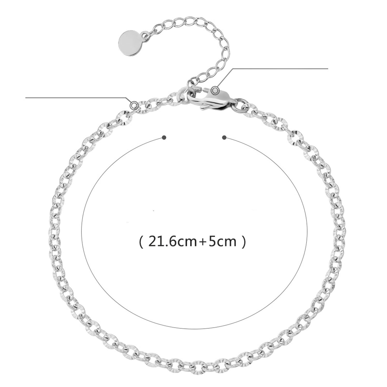 AMDXD Cavigliera da donna in oro bianco e oro bianco 18 carati, collana ovale Y2K Au 750, oro estivo, a piedi nudi, spiaggia, gioielli veri per donne, lunghezza 26,6 cm