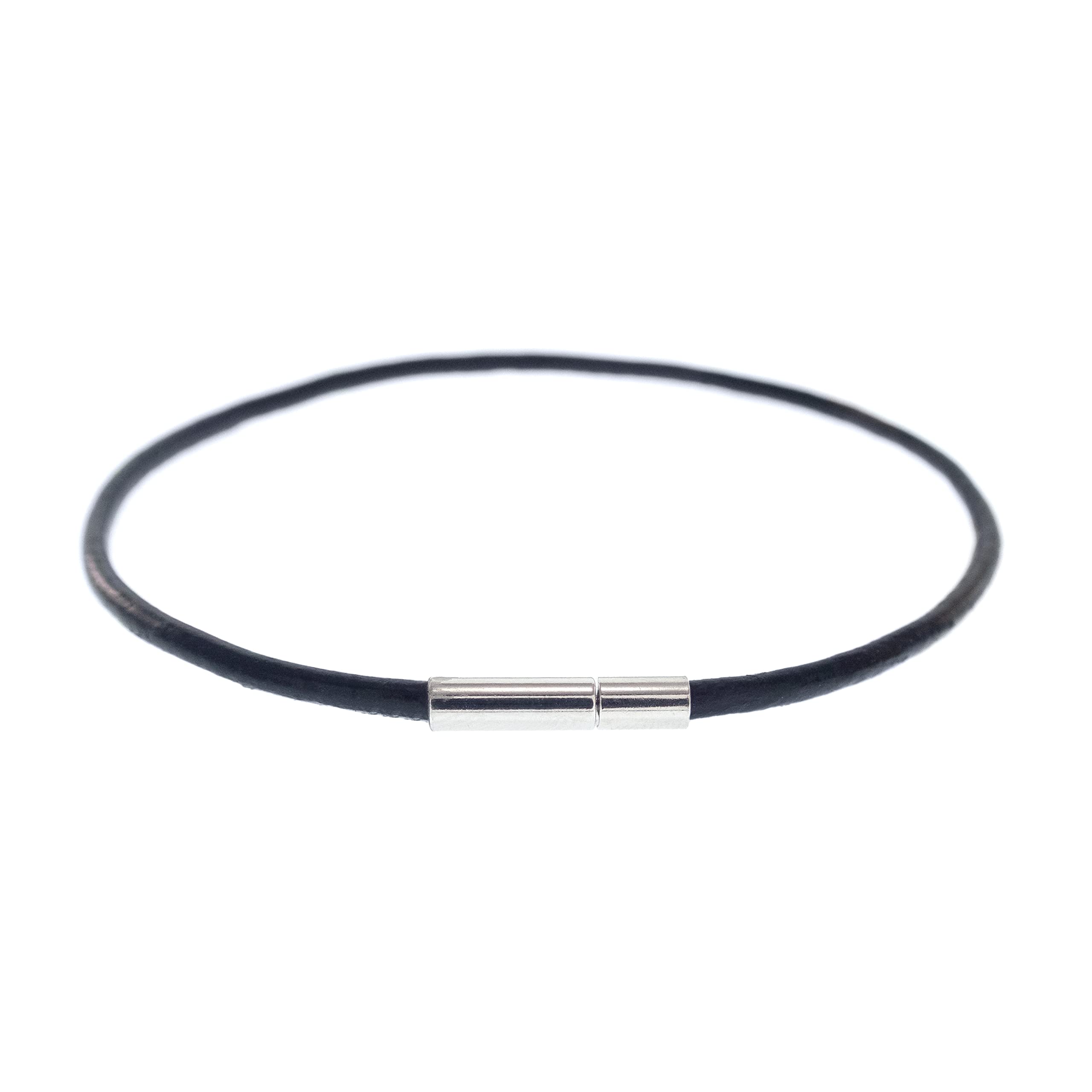 NadamladaMens Leather Bracelet Black. Designer Thin Wrap Bracelet. Adjustable Friendship Bracelet with Clasp for Dad, Family. Unisex. 2 mm