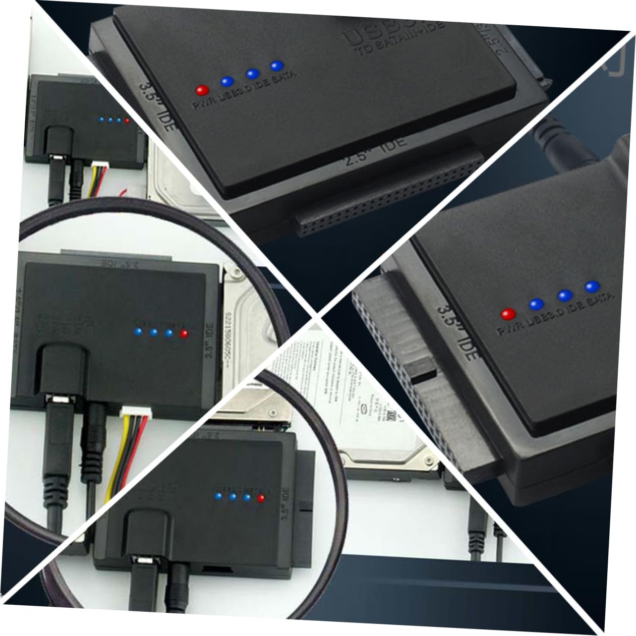 Hemobllo Adattatore Hard Disk Esterno 2.5 e 3.5 Pollici Ide Hdd SSD con Cavo USB 3.0 senza Installazione, Compatibile Fino a 5000gb, Materiale Abs Nero
