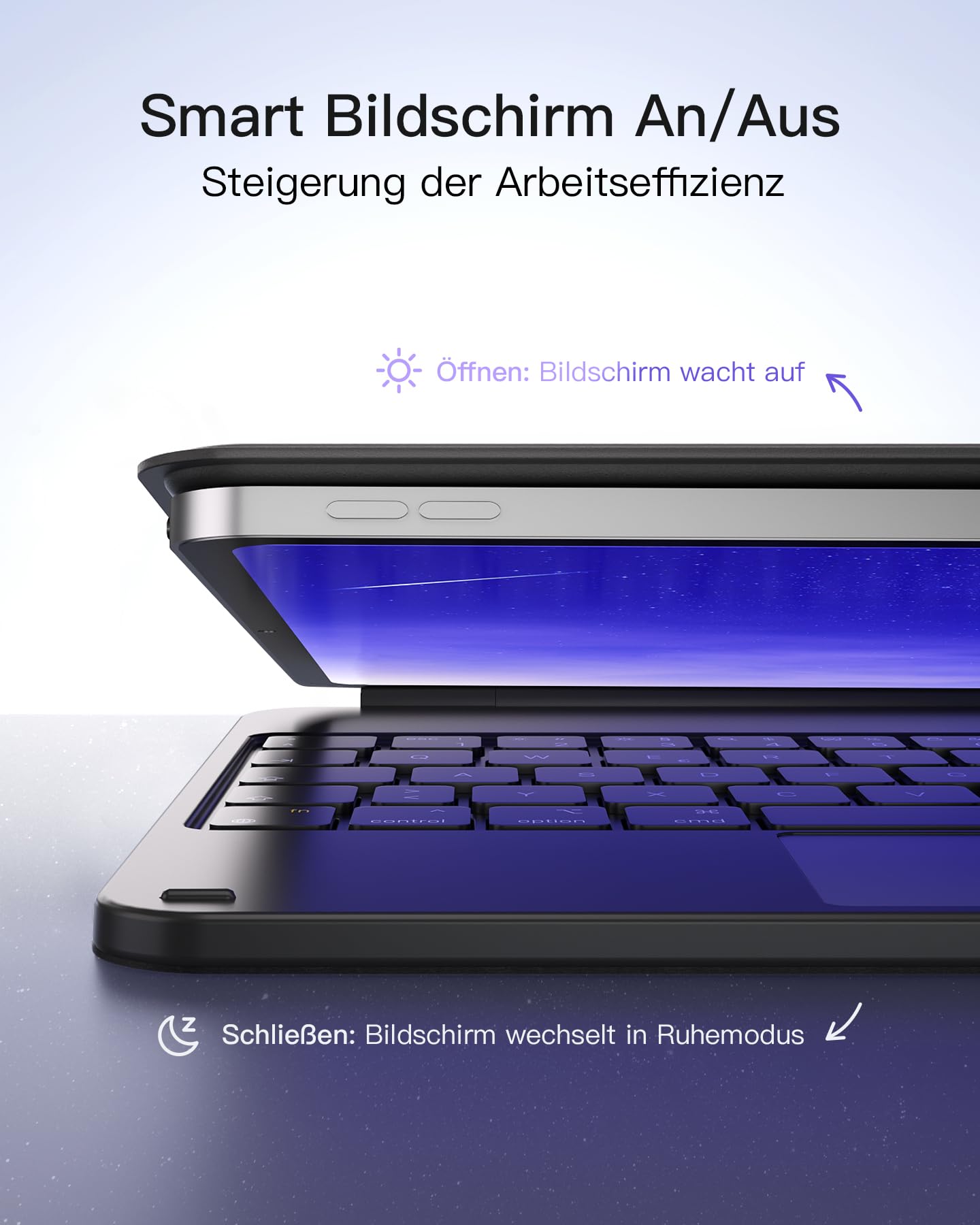 Inateck NeoMagic Magnetische Tastatur Hülle für iPad Air 11 Zoll M4/M3/M2 (2026/2025/2024),Air 5/4,Magic Keyboard für iPad Pro 11,Freitragender Ständer,7-Farbige Beleuchtung,KB09119