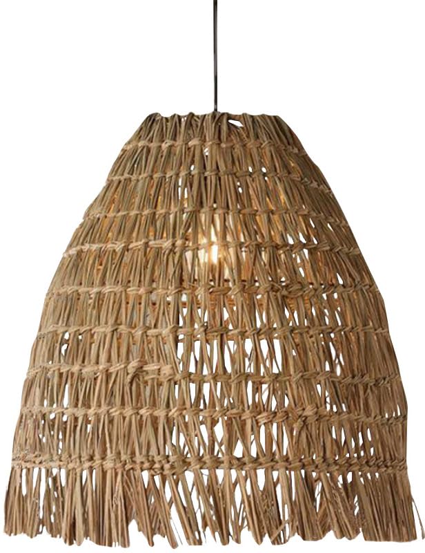 Suspension en rotin et bambou ajouré, lustre de style cage pour îlot de cuisine