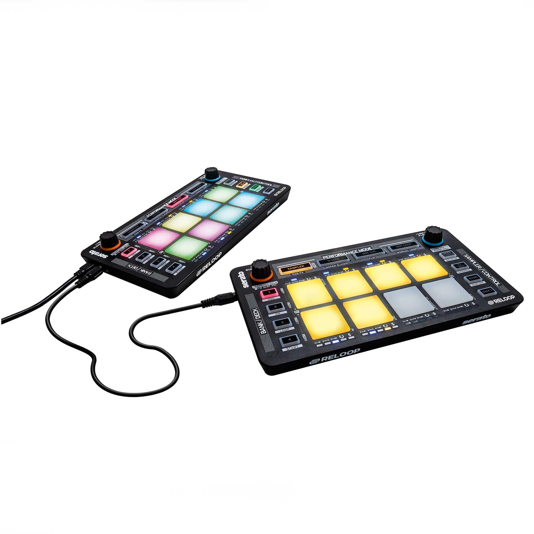 Reloop Neon - Contrôleur DJ USB supplémentaire avec pads de batterie de performance RVB sensibles à la vitesse, plug and play avec Serato DJ, (noir)