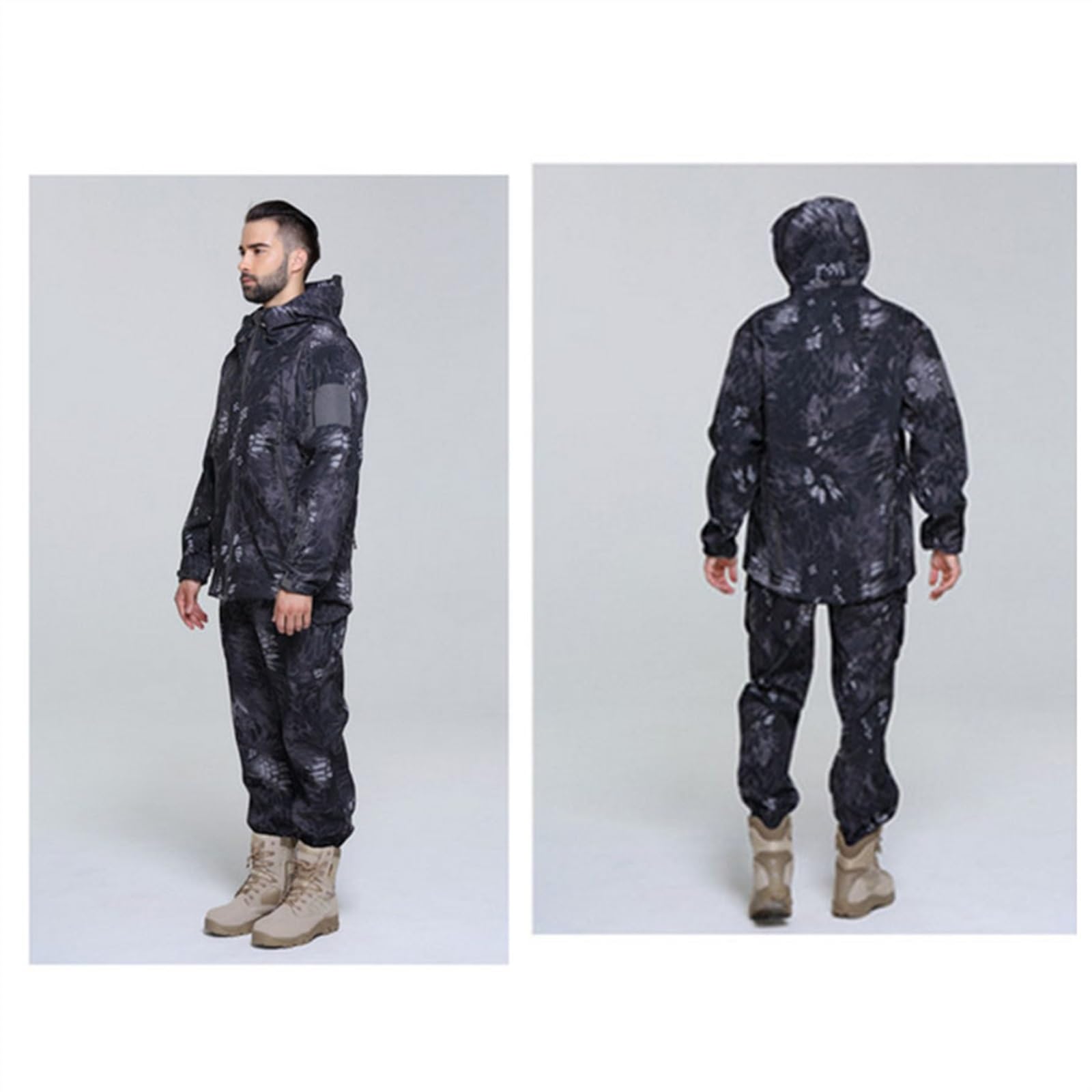 Tute Da Sci Da Uomo Due Pezzi, Set Di Tute Da Sci Da Uomo Mimetiche Isolate Antivento Impermeabili Con Cintura, Abbigliamento Da Alpinismo Ampio E Isolante Alla Moda, Per Lo Sci