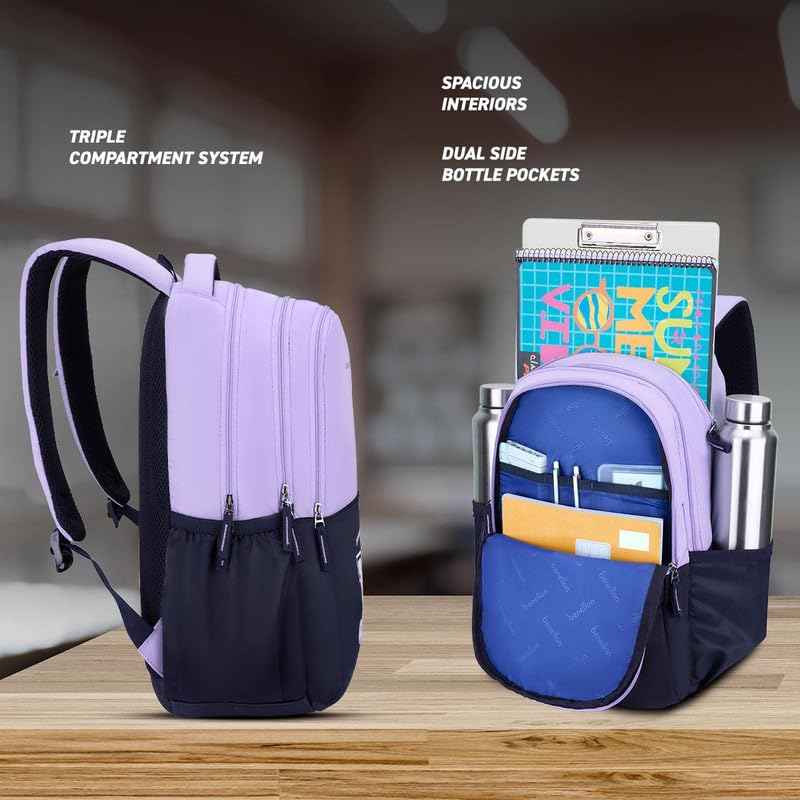 Image of United Colors of Benetton Backpack Flux | Printed High School Bag With 3 CompartMen'sts, Airmesh Padding & 1-Year Warranty - 25L Capacity | Daypack For School Girls & Boys