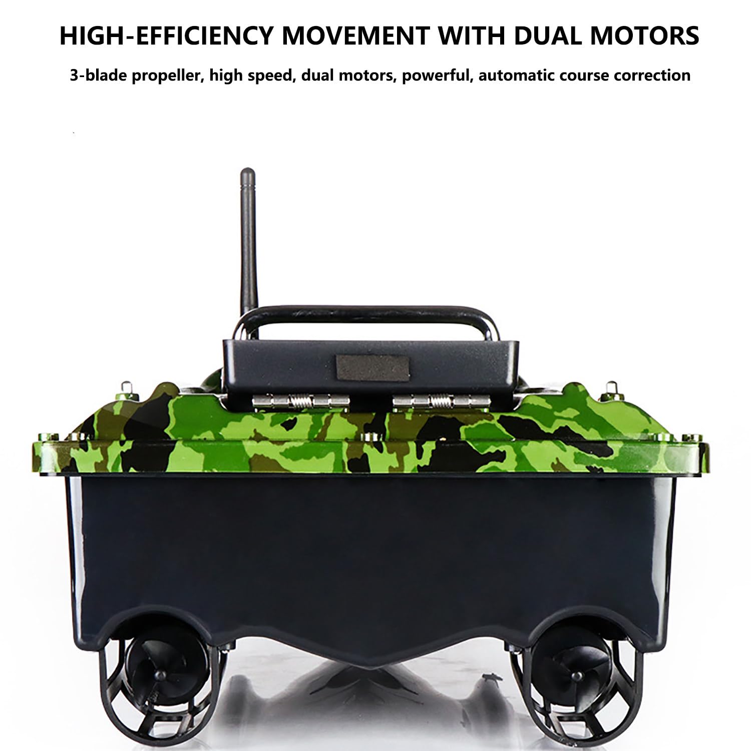 Barco de cebo RC de 500 m para pesca con 2 baterías de 12 000 mAh y bolsa para bote, retorno automático por GPS, capacidad de carga de 1,5 kg (3,3 lb), contenedor de descarga y luz nocturna LED