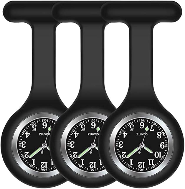 Nurse Watch Brooch, Silicone with Pin/Clip, Infection Control Design, Health Care Nurse Doctor Paramedic Medical Brooch Fob Watch