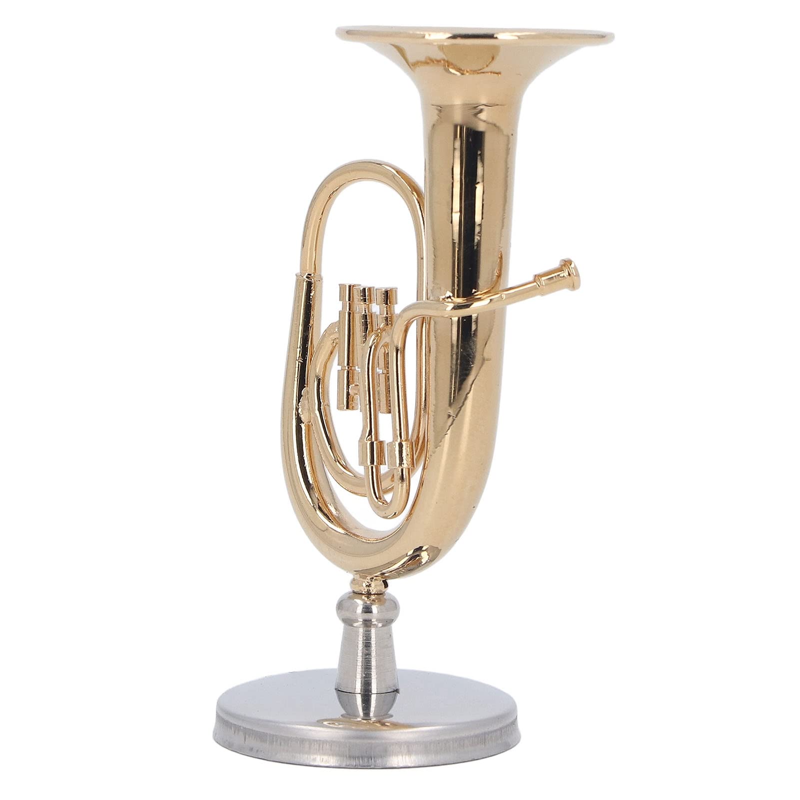 Miniatur -Tuba -Modell, messinggold plattiert Euphonium Mini Miniatur Tuba Musikinstrument mit Basis Weihnachtspuppenhaus Spielzeugdekoration