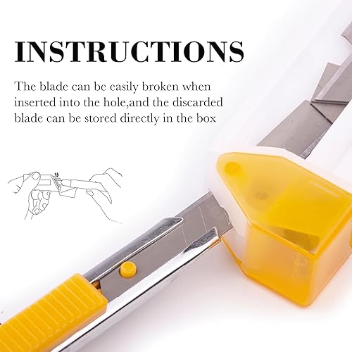 Miniatura 6 de 20 cuchillas de repuesto de cuchillo utilitario de 0.354 in, cuchillas a presión con rompecuchillas y caja de reciclaje, hoja de acero al carbono