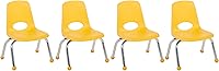 Vista 50 de FDP 10380-BK - Silla escolar apilable de 14 pulgadas, asiento apilable para estudiantes con patas de acero cromado y deslizadores de bolas