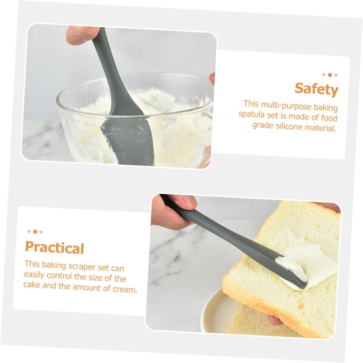 KICHOUSE Ergonomic Silicone Spatula Set Bread Scraper Butter Spreader Stirrer Tool Baking Decorating Supplies