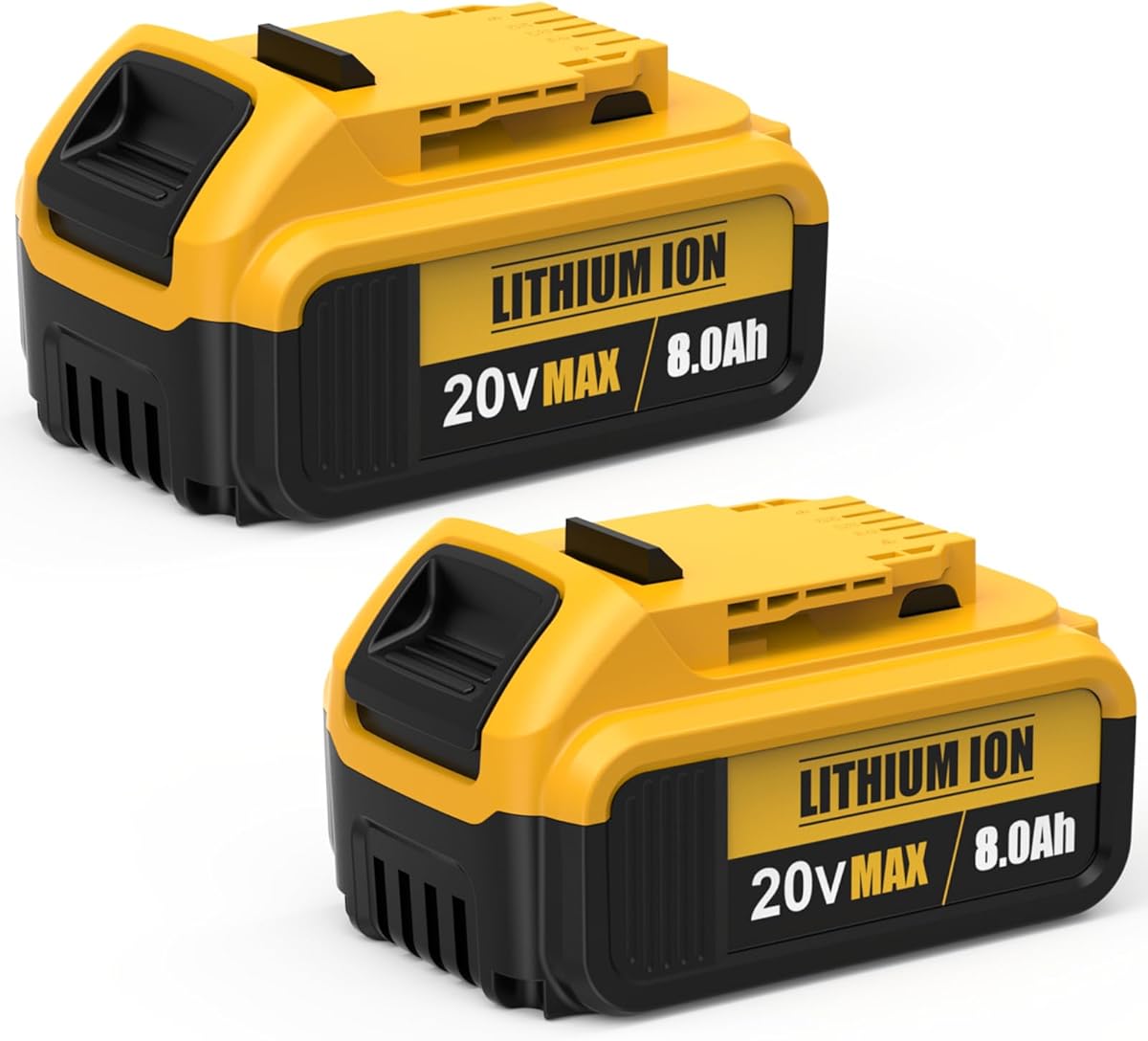 2-Pack 8.0Ah Replacement for Dewalt 20V Max Battery, Compatible with 20 Volt Batteries Cordless Power Tools DCB206 DCB201 DCB203 DCB205 DCB204 DCB207, Lithium Ion Battery, LED Indicator