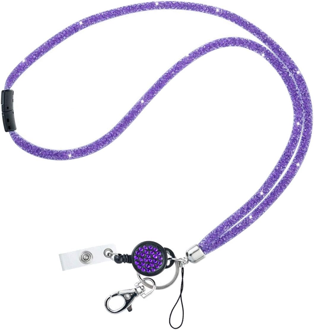Bling Crystal Badge Lanyard with Breakaway Clasp 4 in 1 Function Mesh Lanyard