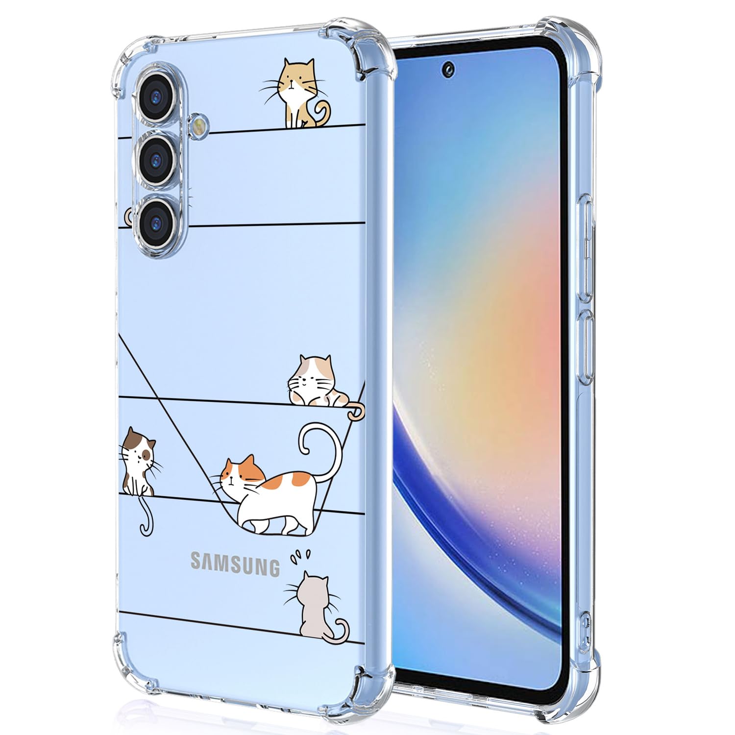 XINYEXIN Clear Case for Samsung Galaxy A35 5G Cute Cat Pattern Design Slim Shockproof Transparent Soft TPU Bumper Case Protective Cover - Kitten