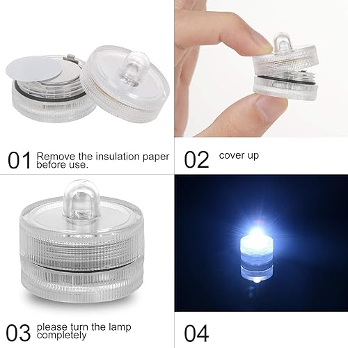 Miniatura 4 de SHYMERY Luces LED sumergibles, luces de té impermeables, luces sumergibles blancas para piscina, luces de té sumergibles subacuáticas, luces LED