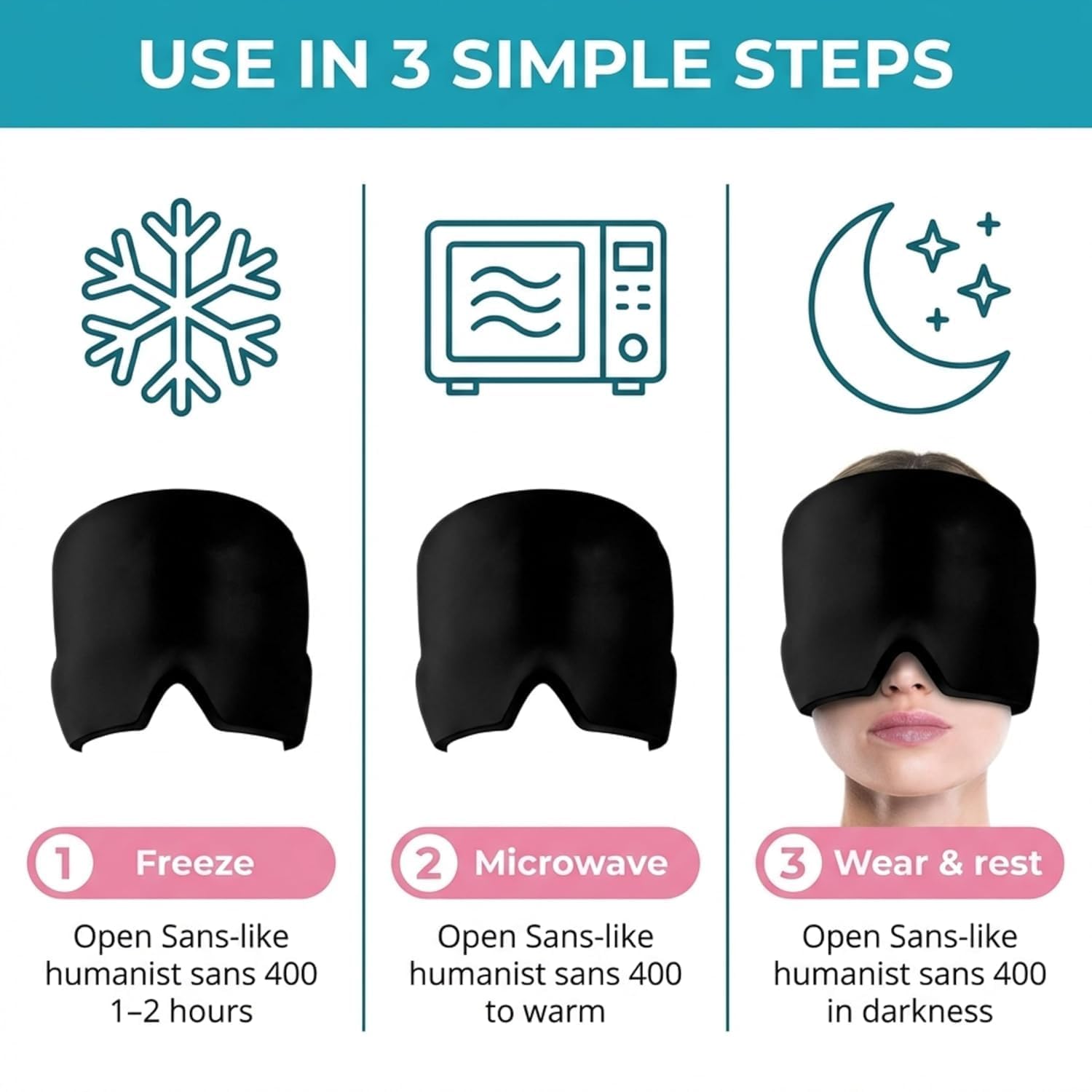 iYOGIzz Migraine Relief Cap with Hot & Cold Therapy | Thermax Gel Ice Head Wrap for Headache & Stress Relief | Reusable Cooling Migraine Cap for Men & Women | 360° Compression Comfort Hat 2