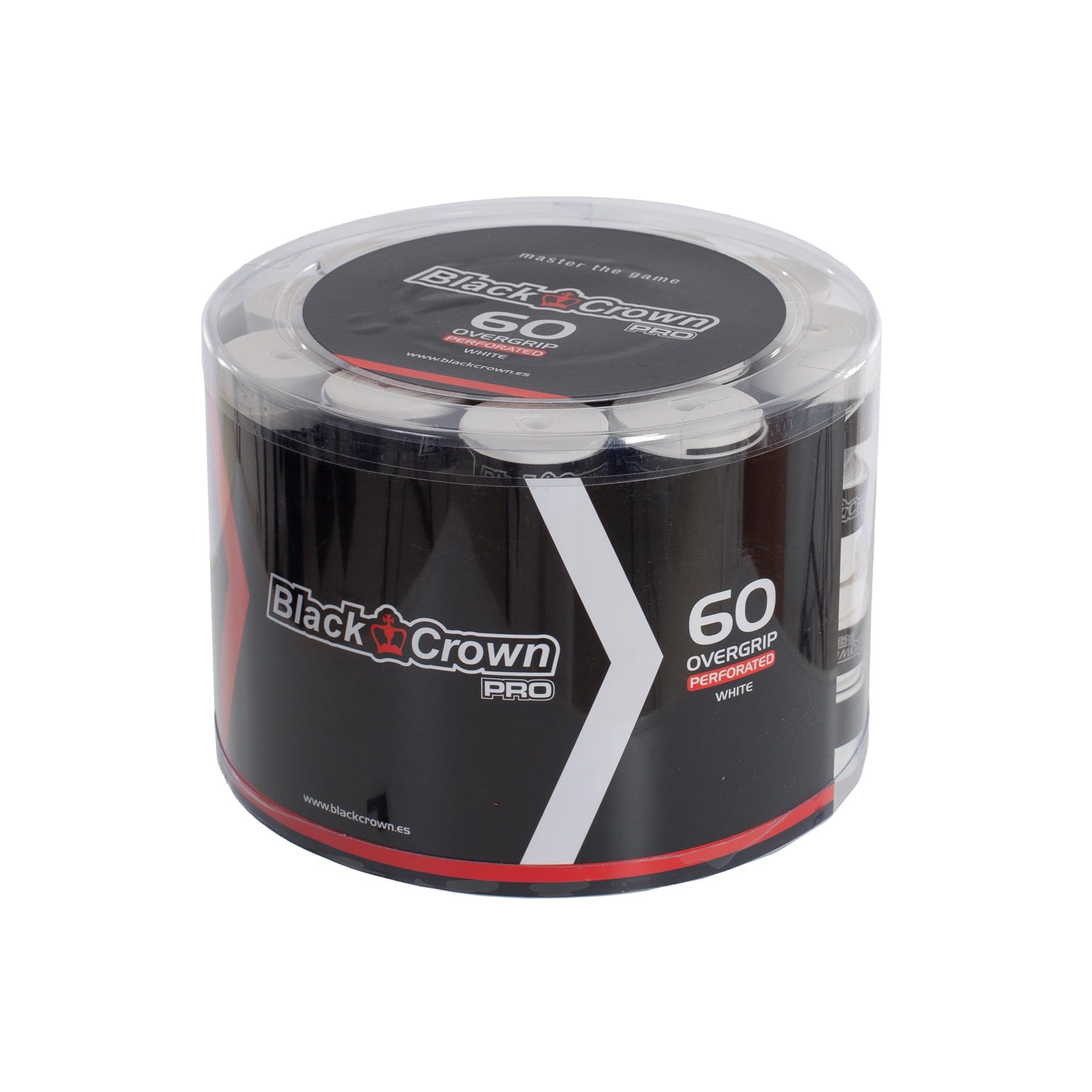 Black Crown - Tarro de 60 Overgrips de Pádel - Blancos o Multicolor - Absorben Sudor - Tacto Suave - Cómodo Agarre