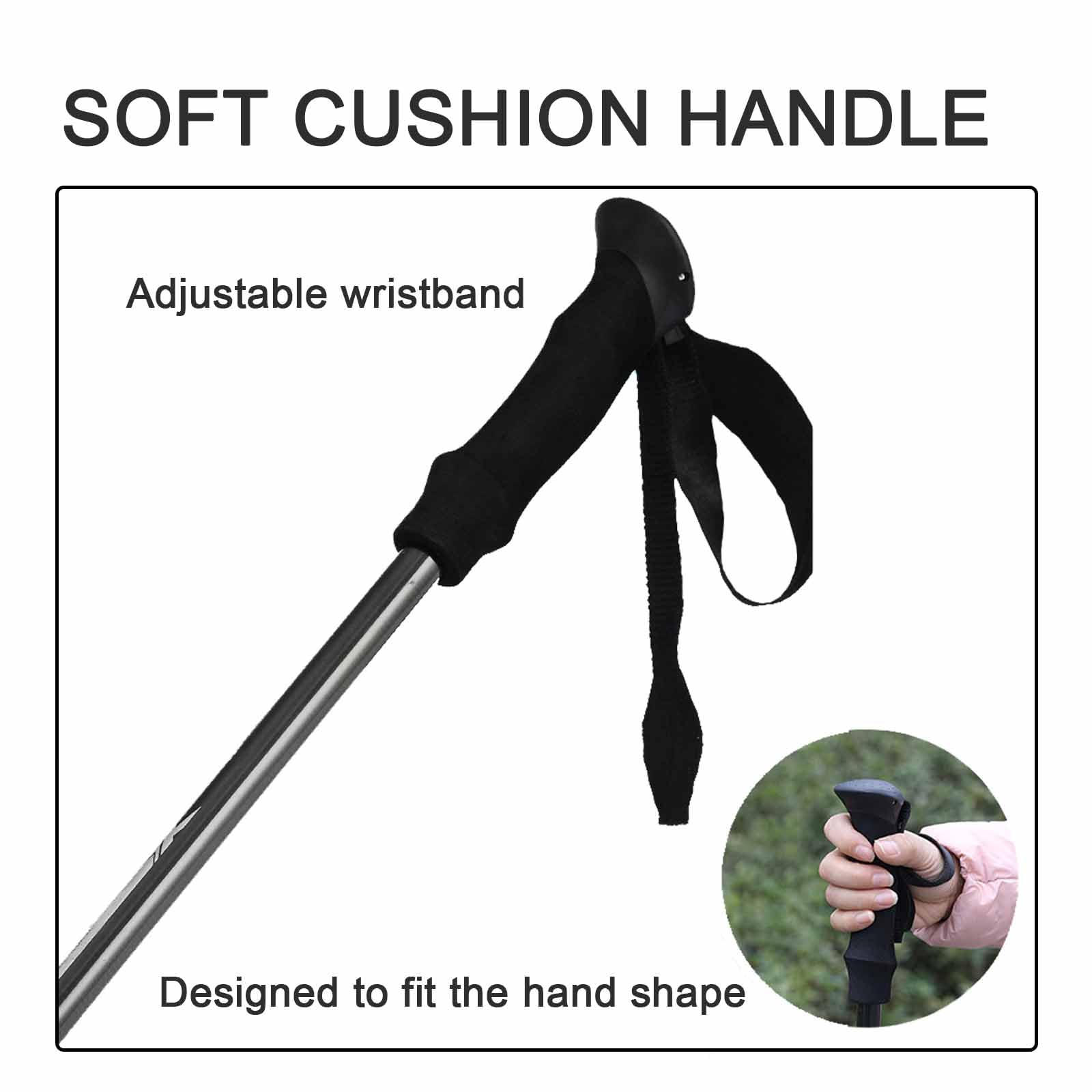 Bastones de Senderismo Ultraligeros de Fibra de Carbono, Bastones Senderismo, Bastón Trekking Aluminio Plegable y Extensible, Bastones Trekking Ajustables para Senderismo(Size:2PC,Color:Off-white)