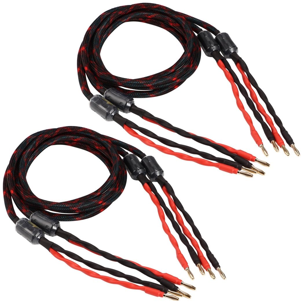 Dwuprzewodowy kabel głośnikowy, 2 pary kabli głośnikowych z 16 pozłacanymi wtyczkami bananowymi, dwuprzewodowy kabel rozdzielający o wysokiej wierności do karaoke, KTV, wydajność