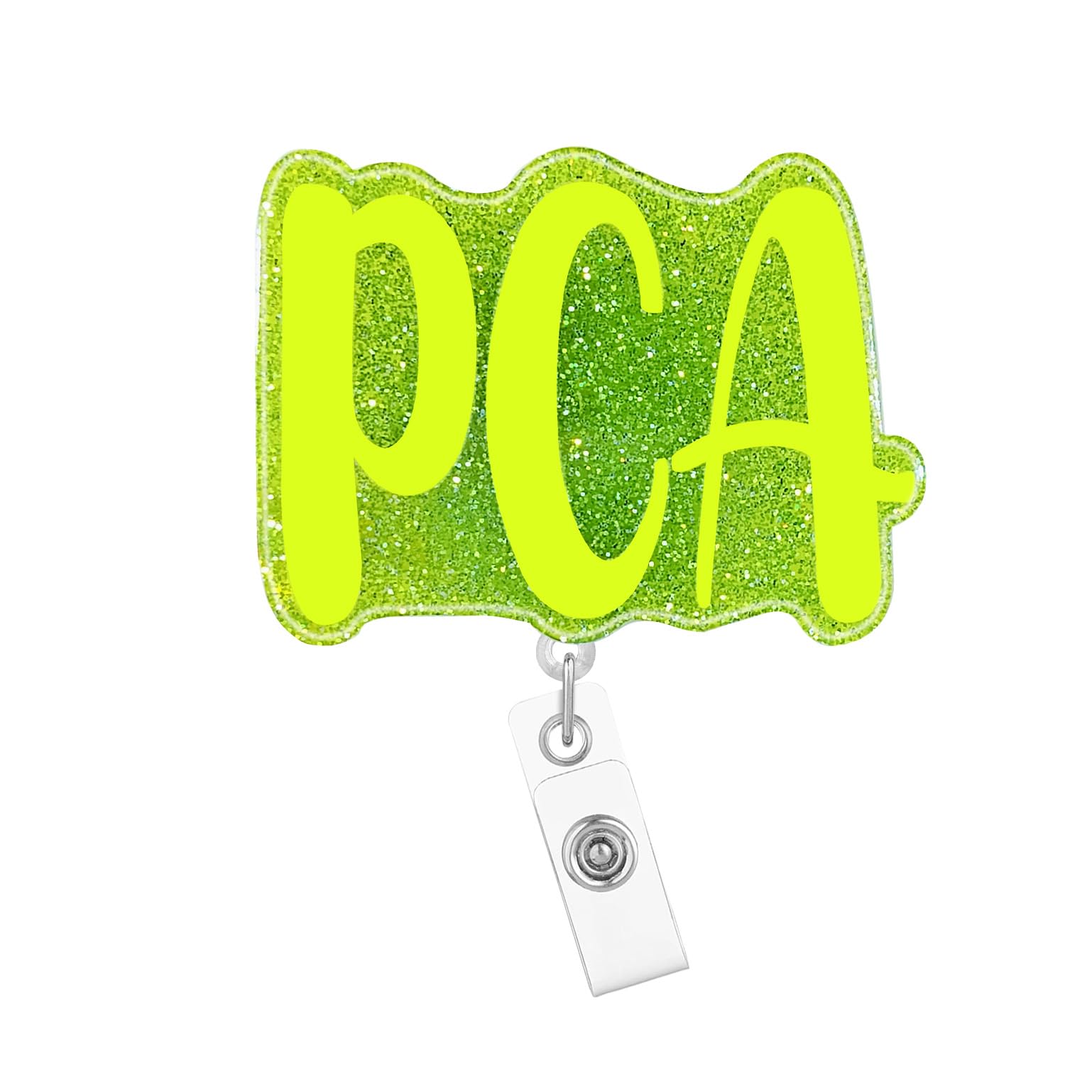 Arakulago Nurse PCA Badge Reel Retractable Medical Assistant Nursing Student Badge Holder with ID Clip Accessories RN CNA Glitter Gold Acrylic Name