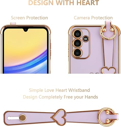 Vista 156 de ZTOFERA Funda para Samsung Galaxy S22 Plus 5G con correa para la muñeca, bonito borde chapado de lujo, patrón de corazones de amor para niñas y Azul