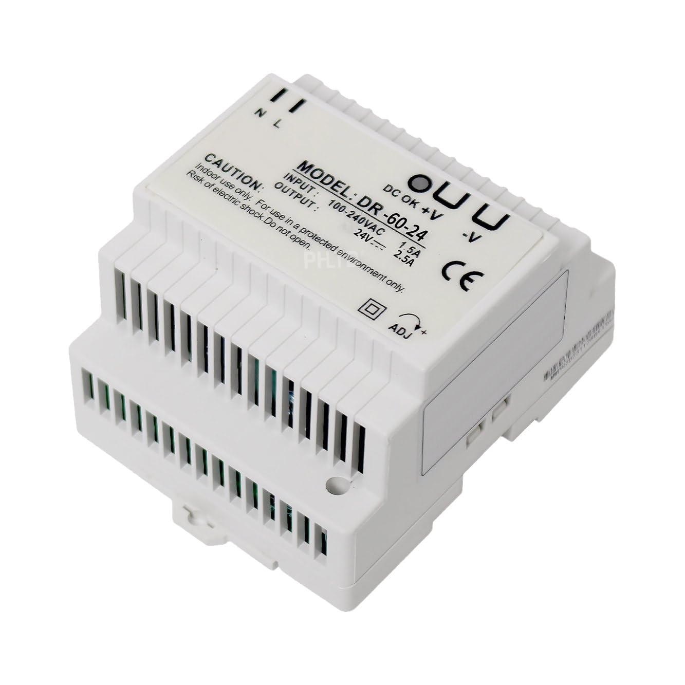 Transformateur pour rail DIN Sortie 24V/2.5A pour Visiophone connecté 2 fils, Bloc d'Alimentation Entrée 100-240 V AC 50/60 Hz pour Interphone Vidéo
