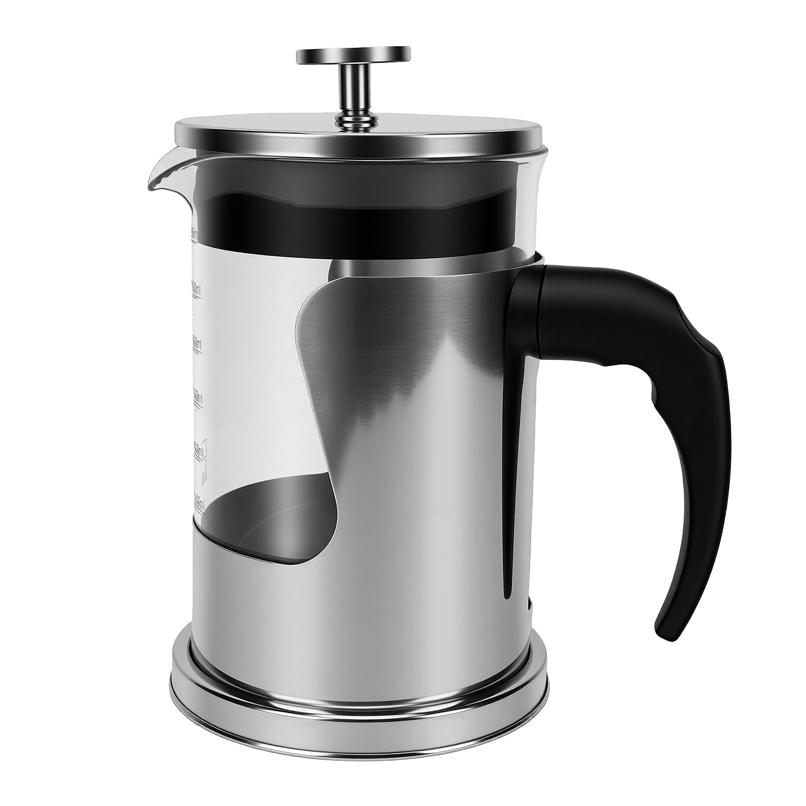 Cocoarm de Prensa Francesa, Prensa de café de Vidrio de 800 Ml con Filtro de Malla 80 de Acero Inoxidable 304, Caliente y Fría para el Hogar, Viajes, Camping, Oficina (Acero inoxidable 304 800ml)