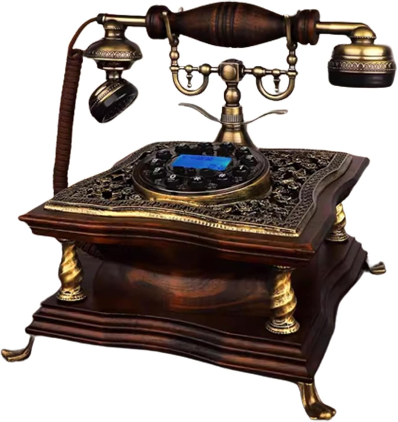 Retro Corded Phone Landline Corded Telephone Push-Button Telephone Vintage Decorative Telephone with Caller Id